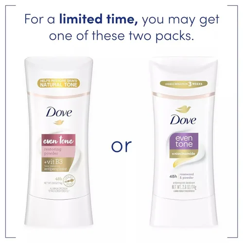 Miniatura 3 de Dove Desodorante antitranspirante de tono uniforme para tono de piel desigual Polvo bloqueador de sudor para sensación fresca todo el día 2.6 oz 3