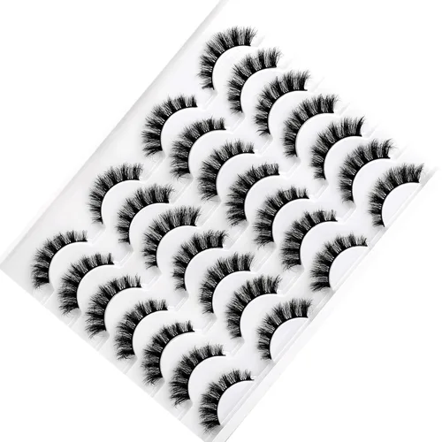 Miniatura 362 de Pooplunch - Pestañas postizas finas de visón sintético, estilo ojo de gato, naturales, cruzadas, tipo racimo, efecto 8D de volumen, tiras