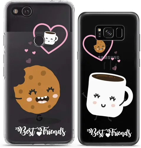 Miniatura 6 de Fundas a juego para parejas compatibles con iPhone 16 15 14 13 12 11 Pro Max Mini Xs X 6s 8 Plus 7+ Xr 10 SE 5 Cookie Coffee Gift Best Friend Kawaii