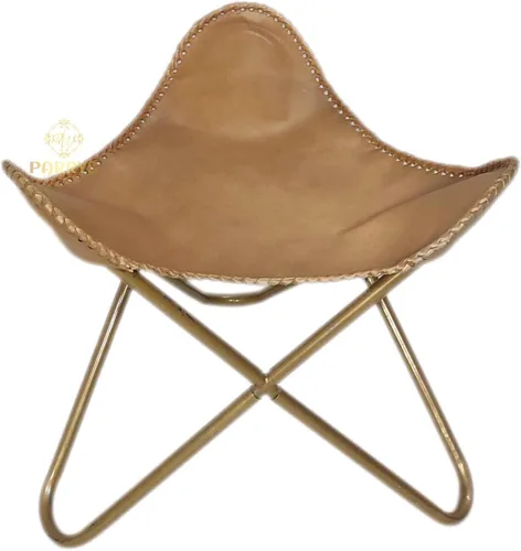 Miniatura 26 de Pie plegable de mariposa de cuero Acento de salón, camping, caminar, caza, senderismo, pesca, viajes (beige)