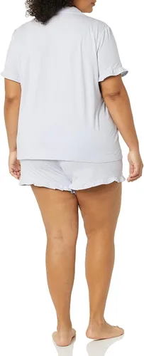 Miniatura 4 de Tienda Essentials Conjunto de pijama de algodón modal con cuello de muesca para mujer (disponible en tallas grandes)