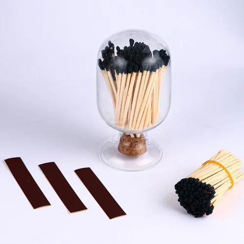 Miniatura 3 de Cerillas negras de 3 pulgadas incluidas, soporte de vidrio con golpeador, Cloche de vidrio con golpeador, fósforos en un frasco con golpeador, tarro
