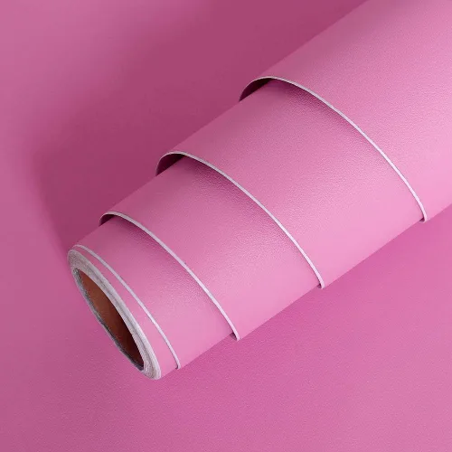 LACHEERY Papel adhesivo rosa de 12 x 160 pulgadas, papel tapiz texturizado sólido para pegar y despegar, papel de pared rosa, papel tapiz