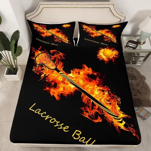 Miniatura 2 de Erosebridal Lacrosse - Juego de sábanas para niños y niñas, juego de ropa de cama de jugadores de hockey con diseño de disco de hockey negro