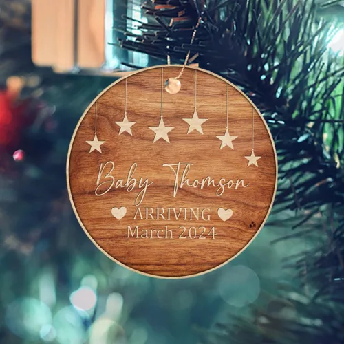 Miniatura 3 de Adorno personalizado para bebé que llega 2027, adorno de Navidad de Bump, elige el nombre del bebé y el año de Navidad para el nuevo abuelo abuela