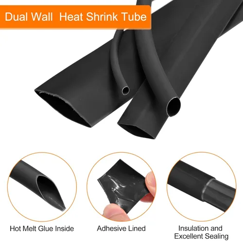 Miniatura 3 de MECCANIXITY Tubo termorretráctil, relación 3:1, 1/8 pulgadas de diámetro, 50 pies, tubo termorretráctil de doble pared, impermeable, sellado, negro