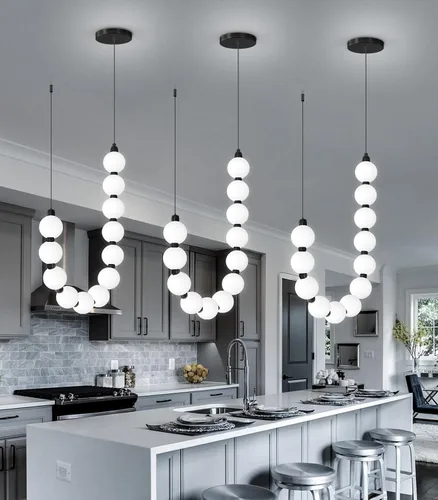 Miniatura 10 de Candelabros modernos LED regulables, bolas de acrílico, iluminación colgante de techo para sala de estar, comedor, dormitorio, luces colgantes