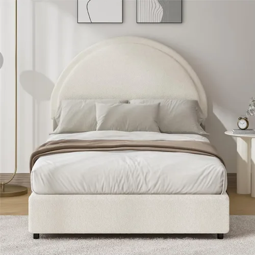 Miniatura 5 de Base de cama REVOMINCA tamaño Queen, base de cama tapizada de plataforma con cabecero, cama de plataforma suave con esquinas redondas, no se Dgery