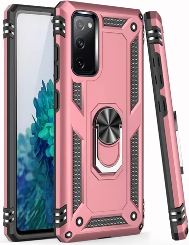 Miniatura 5 de LUMARKE Funda para Galaxy S20 FE con protector de pantalla, supera los 16 pies, probada en caídas, de grado militar, con soporte de anillo Oro Rosa