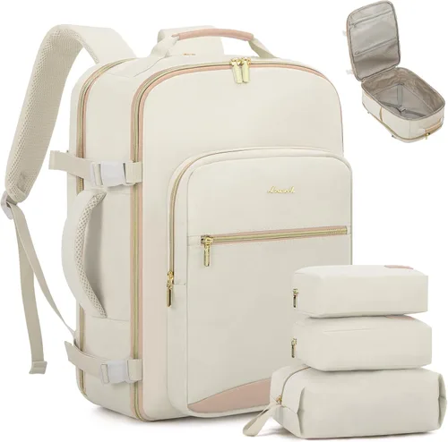 Miniatura 14 de LOVEVOOK Mochila de viaje de 40L aprobada para vuelo, 3 cubos de embalaje, bolsa de viaje impermeable para artículos personales, equipaje de mano