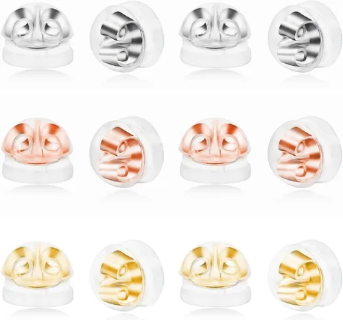 Miniatura 11 de 1080 piezas de repuesto para aretes de plástico de silicona para tachuelas, parte trasera de goma hipoalergénica, tapones transparentes suaves, kits