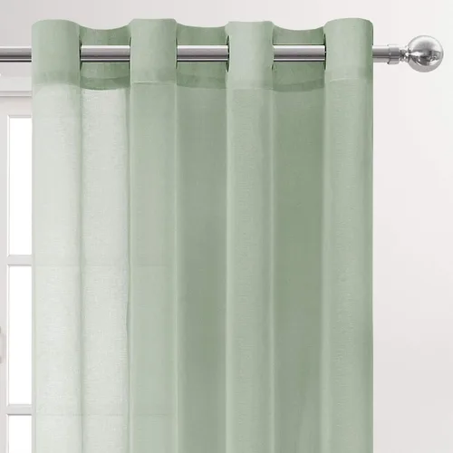 Miniatura 6 de DWCN - Cortinas de gasa transparente, estilo lino, con ojales, diseño de lino, para sala de estar, juego de 2 paneles