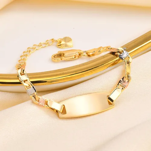 Miniatura 114 de Pulsera de barra para bebé: chapado en oro de 18 quilates, pulsera con placa de identificación personalizada para niños pequeños de mamá, nombre