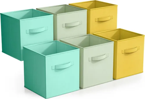 Miniatura 10 de Sorbus Cubos de Almacenamiento Plegables - 6 Cestas de Tela para Organizar Despensa, Estante, Caja de Juguetes, Cubículo, Organizador de Armario
