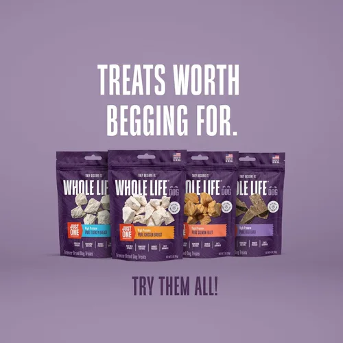 Miniatura 7 de Whole Life Dog Just One - Golosinas liofilizadas para perros de hígado de ternera, alimentos ricos en proteínas de grado humano, aperitivos