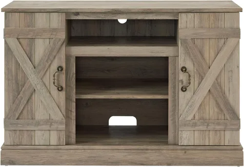 Miniatura 6 de Farmhouse Classic Media - Soporte de TV antiguo para TV de hasta 50 pulgadas con espacio de almacenamiento abierto y cerrado