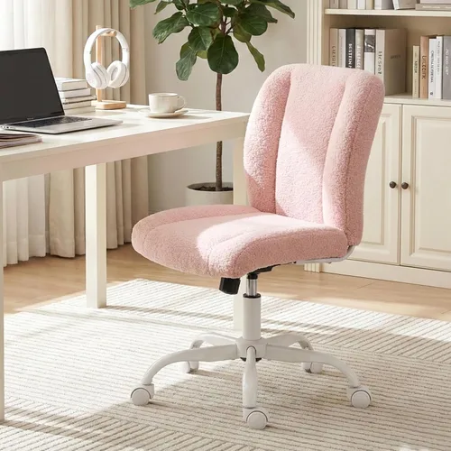 Miniatura 8 de Vanity Chair with Wheels, Armless Office Chair Height Adjustable, Cute Desk Chair with Soft Lumbar Support for Small Space, Bedroom, Make-up Room