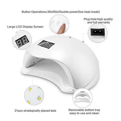 Miniatura 3 de Lámpara LED UV de 48 W, 24 luces LED para manicura, secado de uñas, lámpara de esmalte de uñas, 30 s/60 s/doble potencia, herramienta de manicura