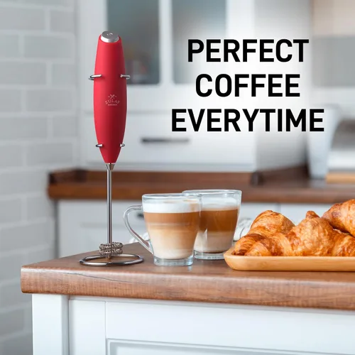 Miniatura 241 de Zulay Milk Boss Espumador de leche potente manual, hace espuma para latte, batidor para mezclar bebidas, café, miniespumador para capuchino, frappé
