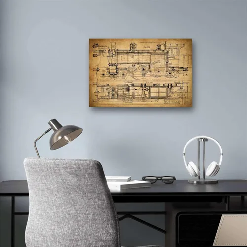 Miniatura 6 de Meishe Art Póster vintage, diseño mecánico de tren antiguo, dibujo estructural, ilustración que muestra la estructura básica, diagrama esquemático