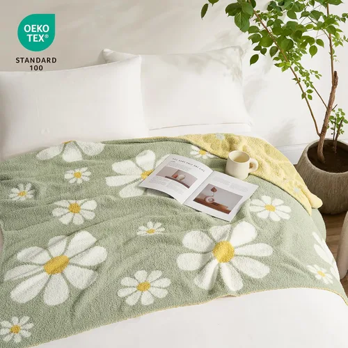 Miniatura 4 de Snuggle Sac Manta de flores de primavera para sofá, de microfibra mullida y cálida para invierno, manta floral de margaritas, lindas mantas
