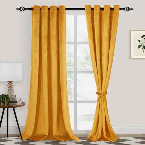 Miniatura 20 de XWZO Cortinas de terciopelo azul de 63 pulgadas de largo, elegantes cortinas de lujo suaves para sala de estar, aislamiento térmico, oscurecimiento
