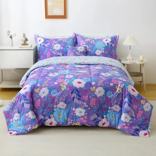 Miniatura 32 de Mooreeke Juego de edredón individual para niños de 6 piezas, juego de ropa de cama azul para adolescentes, microfibra de dinosaurio, cama para niños