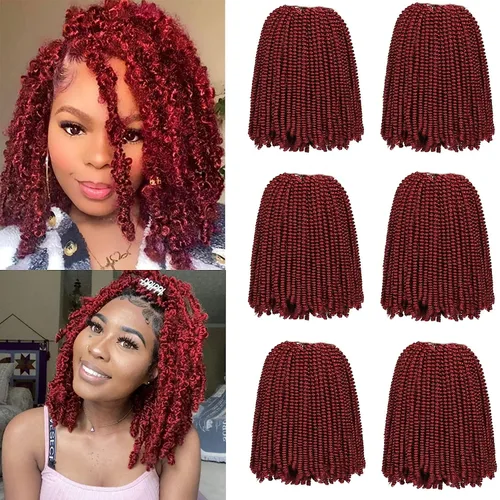 Miniatura 13 de Xtrend - Cabello trenzado de ganchillo con rizos de resorte, color rojo cobrizo, 12 pulgadas, para rizos de mariposa de imitación, extensiones