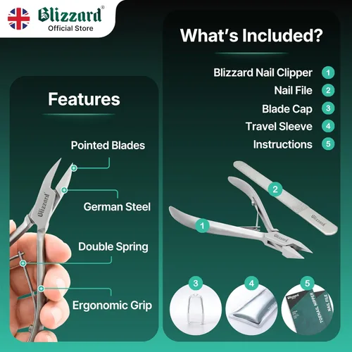 Miniatura 4 de Blizzard - Cortaúñas encarnadas, podólogo, podólogo, uñas gruesas para personas mayores, pinzas encarnadas para hombres, herramienta de podología
