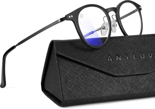 ANYLUV Al-Mg - Lentes de bloqueo de luz azul metálico + lentes de fibra de carbono