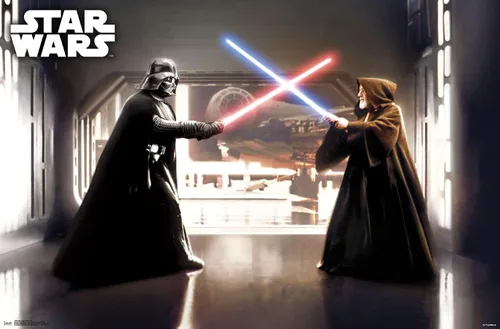 Miniatura 12 de Star Wars: Saga - First Duel Wall Poster, 22.4L x 14.7W, Barnwood Framed Version