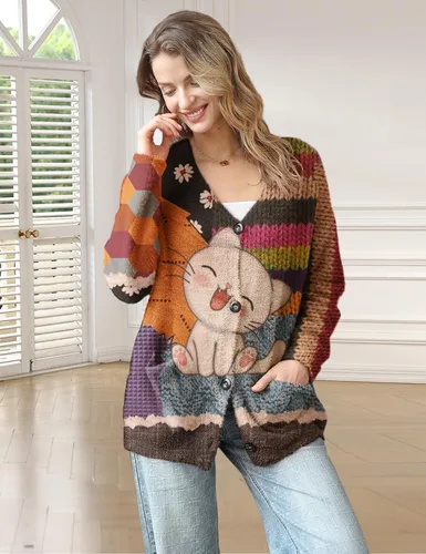 Miniatura 2 de YESNO - Suéteres tipo cárdigan para mujer, suéter con frente abierto, cuello en V, tops de punto con bolsillos, S01TYP3