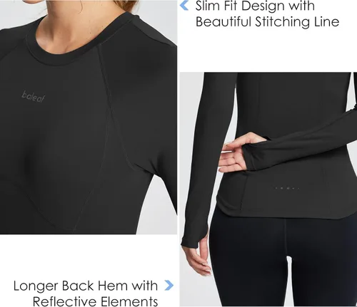 Miniatura 3 de BALEAF Women's Long Sleeve Workout Tops Compression Running Shirts Fitted Athletic Warm Thumbholes Quick Dry Stretch Yoga