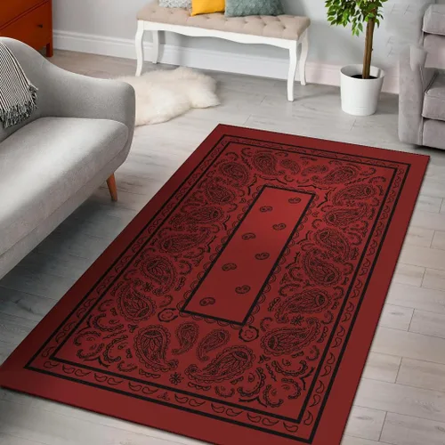 Miniatura 11 de Alfombra de área personalizada, color rojo y dorado, alfombra de área moderna, alfombra de área de 3 x 5 pies, patrón de bandana negra, alfombra