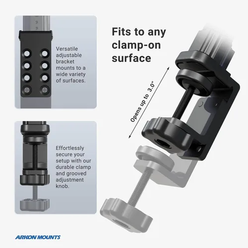Miniatura 4 de ARKON Mounts TABRM086 - Soporte de tableta de alta resistencia con agarre delgado, ajuste universal para tableta, abrazadera en C maciza, ángulo