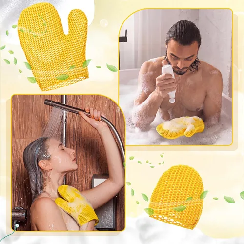 Miniatura 5 de Karenhi 2 Pcs Honeycomb Exfoliating Glove Set Exfoliating Bath Mitt Honeycomb Face and Body Scrubber Shower Mitt for Cleaning Body Shower Face Skin