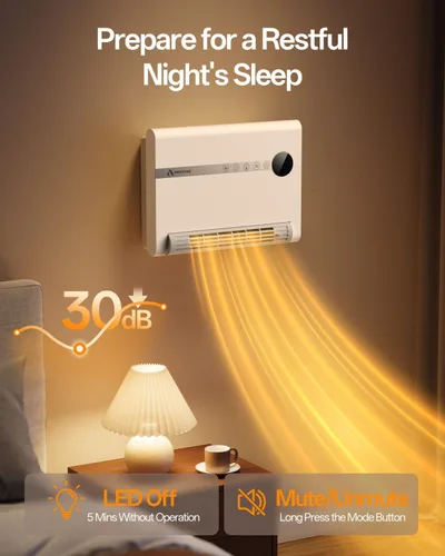 Miniatura 8 de Calentador de pared, calentador de espacio para recámara, calentadores eléctricos PTC de 1500 W de calentamiento rápido para uso en interiores