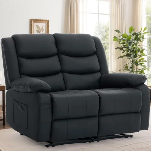 Miniatura 10 de Korser Sofá reclinable, sofá biplaza reclinable con consola, sofá reclinable extragrande con mesa desplegable, sofá de 3 plazas con portavasos y Gris
