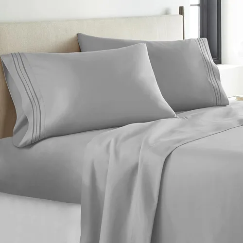 YIYEA - Juego de sábanas tamaño King, sábanas de hotel de lujo de 1800 hilos de microfibra cepillada para cama tamaño King - Extra suaves, bolsillo