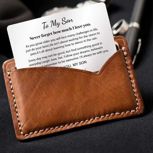 Miniatura 6 de Pulsera de código morse "Te quiero" con tarjeta de billetera grabada, regalos para hijo/nieto, pulsera de cuentas hecha a mano, regalos de Navidad