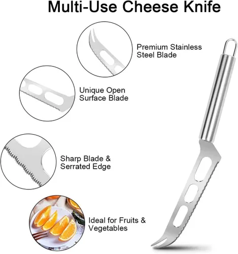 Miniatura 6 de Linwnil Juego de rebanadores de quesos de alambre de acero inoxidable, cortador de queso ajustable para cortar quesos suaves, semiduros y duros