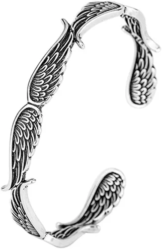 Pulsera de plata de ley de estilo vintage con alas de ángel, ajustable, pulseras inspiradoras para mujeres y hombres, regalo de joyería inspiradora