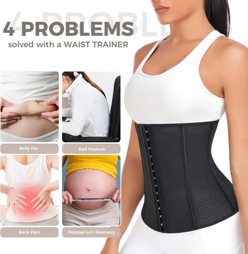 Miniatura 2 de YADIFEN Waist Trainer for Women,Zipper Corset Body Shaper for Tummy Control Neoprene Cincher Sweat Sauna Vest Tank Top Látex negro transpirable