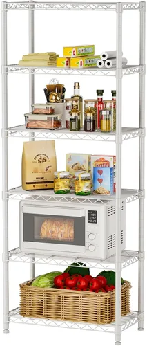 Miniatura 21 de Golpart Estantes de almacenamiento ajustables de 3 niveles, estante de metal resistente, estantería de alambre, estante organizador para el hogar