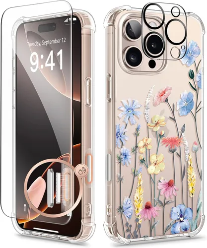 Miniatura 172 de GVIEWIN - Funda floral para iPhone 14 de 6.1 pulgadas, protector de pantalla + protector de lente de cámara, no se amarillenta, a prueba de golpes