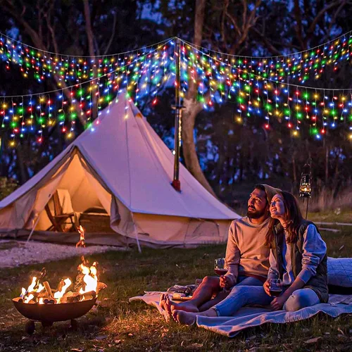 Miniatura 5 de Luces de carámbano para exteriores, 16.5 pies, 200 luces LED de Navidad para exteriores, impermeables, 8 modos de enchufe, cortina de luz conectable