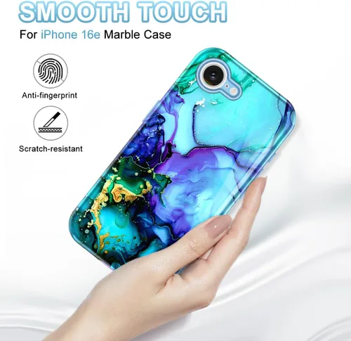 Miniatura 3 de Btscase Funda para iPhone 16e (2025), [probada en caídas de grado militar] Diseño de patrón de mármol delgado, resistente, a prueba de golpes