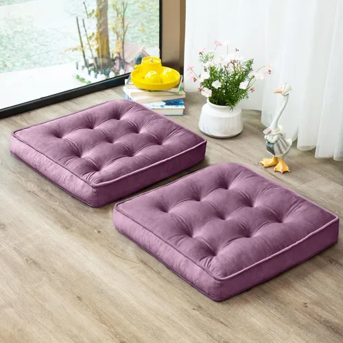 Miniatura 21 de 1 MIDDLE ONE Juego de 2 cojines de piso, cojín de meditación de espuma con memoria, cojines de piso para adultos sentados, cojines de asiento Azul