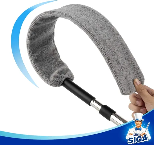 Miniatura 5 de MR.SIGA Plumero Flexible de Microfibra Largo para Limpieza de Espacios, Mango Ajustable de Acero Inoxidable, Plumero de Limpieza de Espacios Lavable