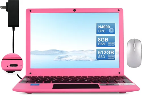 Miniatura 7 de HBESTORE10.1 Mini portátil, pantalla IPS, con Celeron N4000 (hasta 2.6 GHz), 8 GB de RAM 128 GB SSD Windows 11 OS, computadora pequeña ligera